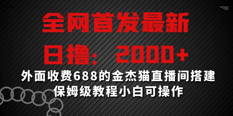 全网首发最新，日撸2000+，外面收费688的金杰猫直播间搭建，保姆级教程小白可操作【揭秘】-千羽资源库