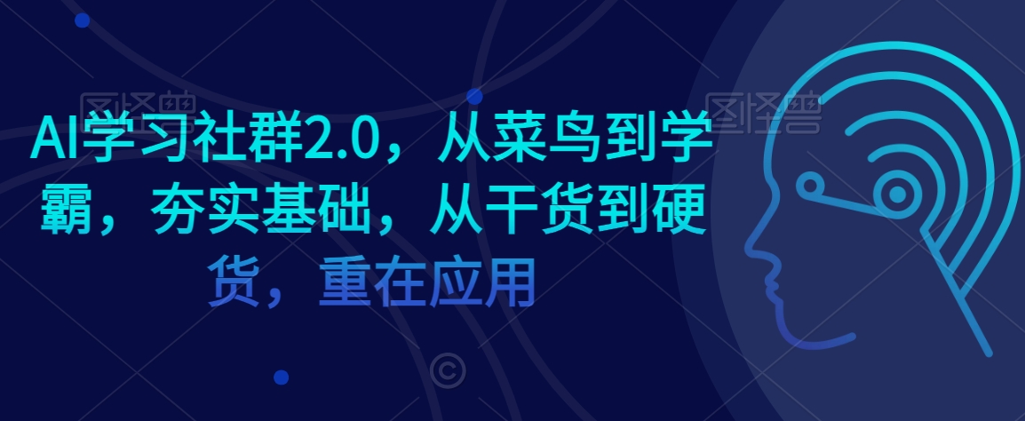 AI学习社群2.0，从菜鸟到学霸，夯实基础，从干货到硬货，重在应用-千羽资源库