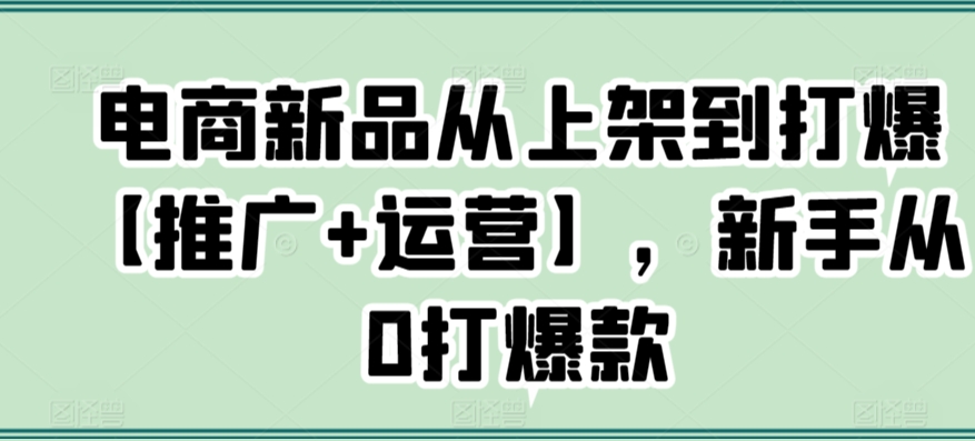 电商新品从上架到打爆【推广+运营】，新手从0打爆款-千羽资源库
