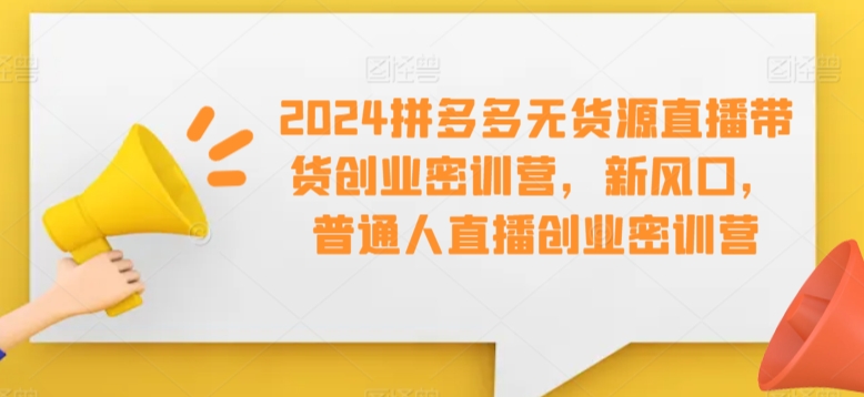 2024拼多多无货源直播带货创业密训营，新风口，普通人直播创业密训营-千羽资源库