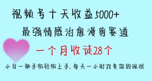 十天收益5000+，多平台捞金，视频号情感治愈漫剪，一个月收徒28个，小白一部手机轻松上手【揭秘】-千羽资源库