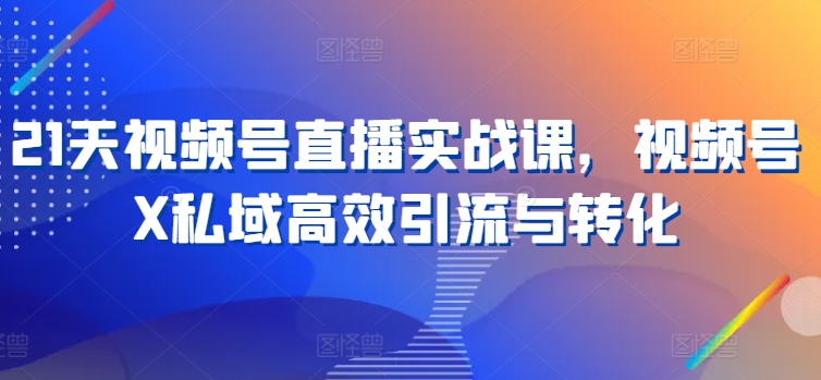 21天视频号直播实战课，视频号X私域高效引流与转化-千羽资源库