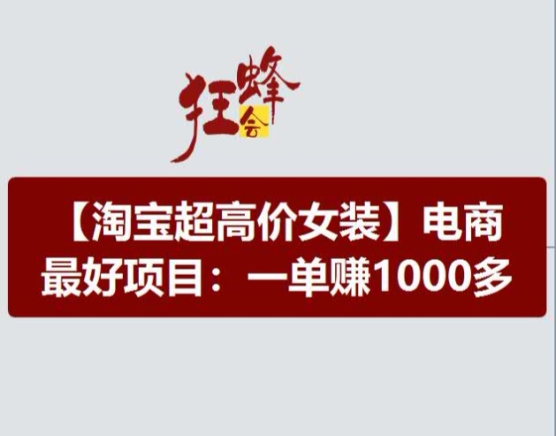 淘宝超高价女装项目，电商最好赛道，一单赚1000多-千羽资源库
