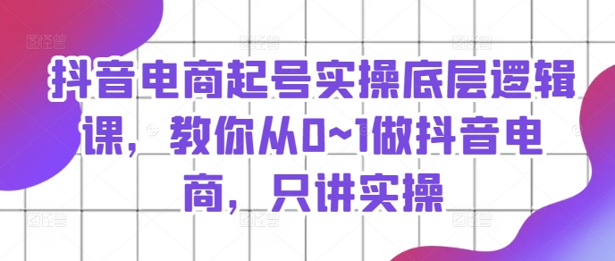 抖音电商起号实操底层逻辑课，教你从0~1做抖音电商，只讲实操-千羽资源库