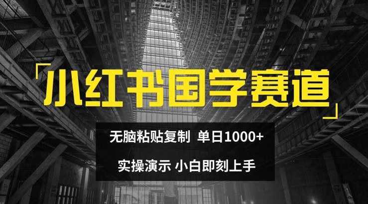 小红书国学赛道，无脑粘贴复制，单日1K，实操演示，小白即刻上手【揭秘】-千羽资源库