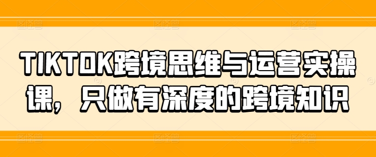TIKTOK跨境思维与运营实操课，只做有深度的跨境知识-千羽资源库