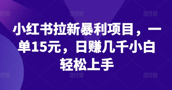 小红书拉新暴利项目，一单15元，日赚几千小白轻松上手【揭秘】-千羽资源库