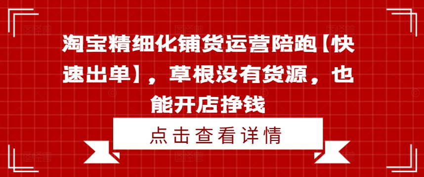 淘宝精细化铺货运营陪跑【快速出单】，草根没有货源，也能开店挣钱-千羽资源库