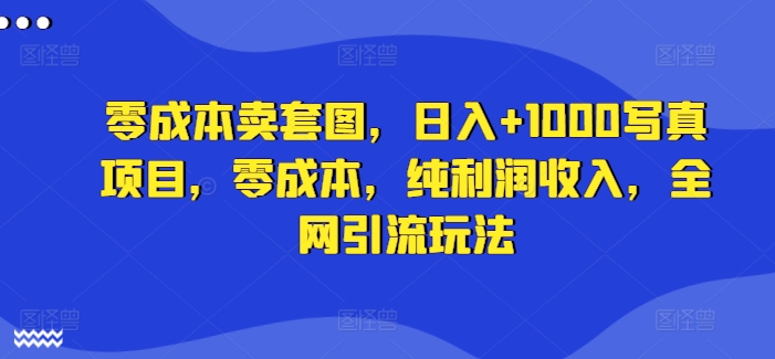 零成本卖套图，日入+1000写真项目，零成本，纯利润收入，全网引流玩法-千羽资源库