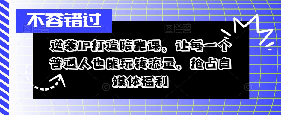 逆袭IP打造陪跑课，让每一个普通人也能玩转流量，抢占自媒体福利-千羽资源库