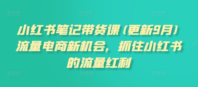 小红书笔记带货课(更新9月)流量电商新机会，抓住小红书的流量红利-千羽资源库
