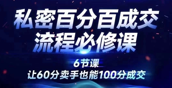 私密百分百成交流程线上训练营，绝对成交，让60分卖手也能100分成交-千羽资源库