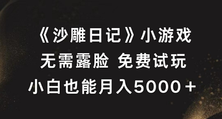 《沙雕日记》小游戏，无需露脸免费试玩，小白也能月入5000+【揭秘】-千羽资源库