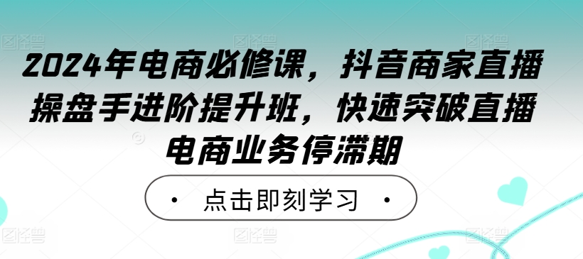 2024年电商必修课，抖音商家直播操盘手进阶提升班，快速突破直播电商业务停滞期-千羽资源库