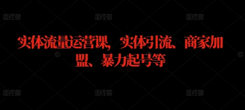 实体流量运营课，实体引流、商家加盟、暴力起号等-千羽资源库