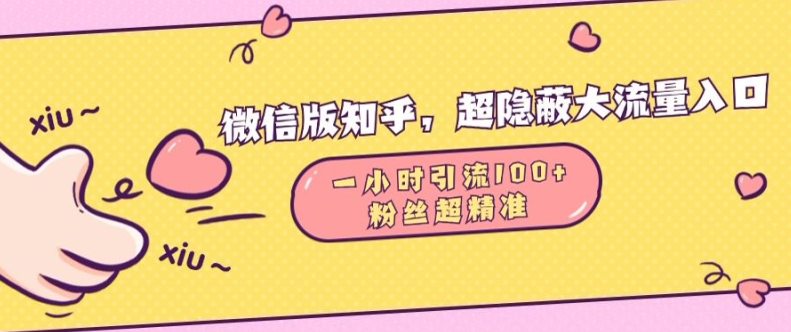 微信版知乎，超隐蔽流量入口1小时引流100人，粉丝质量超高【揭秘】-千羽资源库