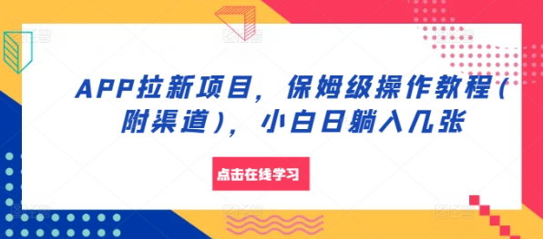 APP拉新项目，保姆级操作教程(附渠道)，小白日躺入几张【揭秘】-千羽资源库