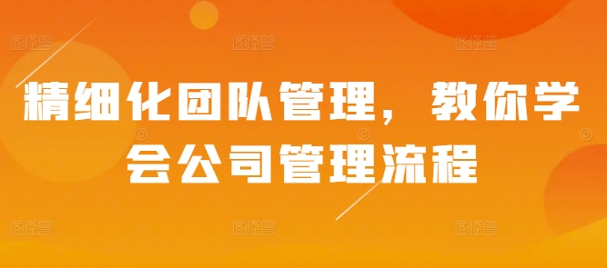 精细化团队管理，教你学会公司管理流程-千羽资源库