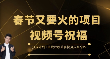 春节又要火的项目视频号祝福，分成计划+带货双收益，轻松月入几个W【揭秘】-千羽资源库