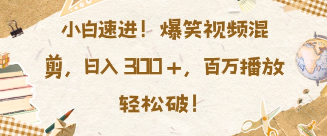 小白速进，爆笑视频混剪，日入3张，百万播放轻松破【揭秘】-千羽资源库